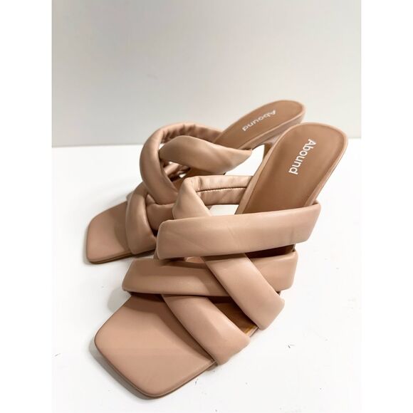 Abound Sandals Womens Size 12 Tan Square Toe Woven Stiletto Heels - Picture 2 of 6